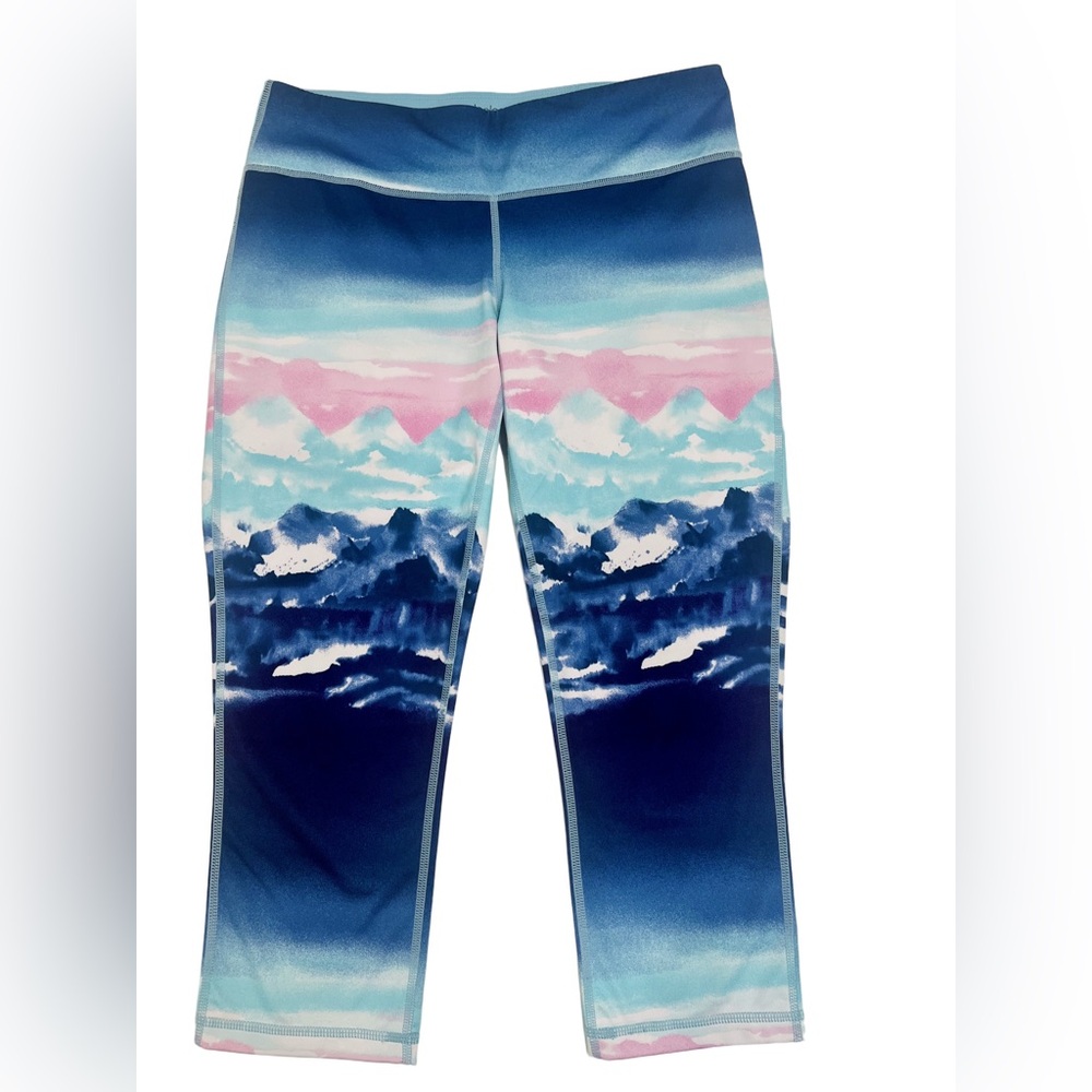 Ideology • Women’s Activewear Blue and Pink Mountain Patterned Leggings M GUC